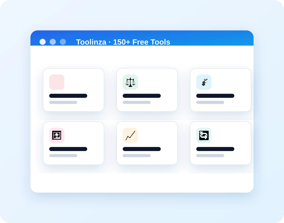 Toolinza online tools dashboard preview